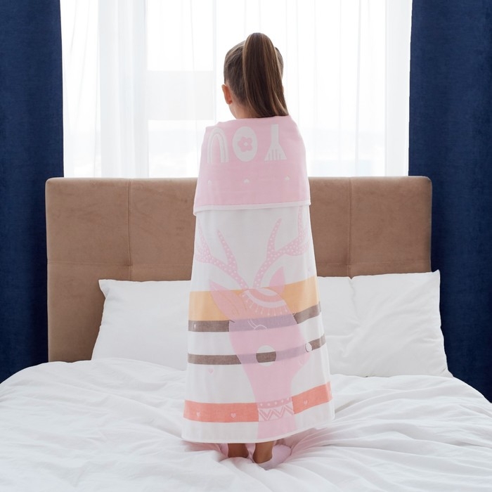 Полотенце детское Крошка Я "Magic" 95х100&plusmn;5 см, цвет розовый, 100% хлопок, 280 г/м2