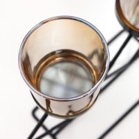 Подсвечник металл, стекло на 2 свечи "Флокс" d-5 см, чёрный 8,5х21х23 см Подсвечник металл, стекло на 2 свечи "Флокс" d-5 см, чёрный 8,5х21х23 см