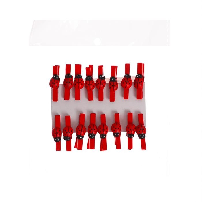 Прищепки «Божьи коровки», цвет МИКС, набор 16 шт. Прищепки «Божьи коровки», цвет МИКС, набор 16 шт.