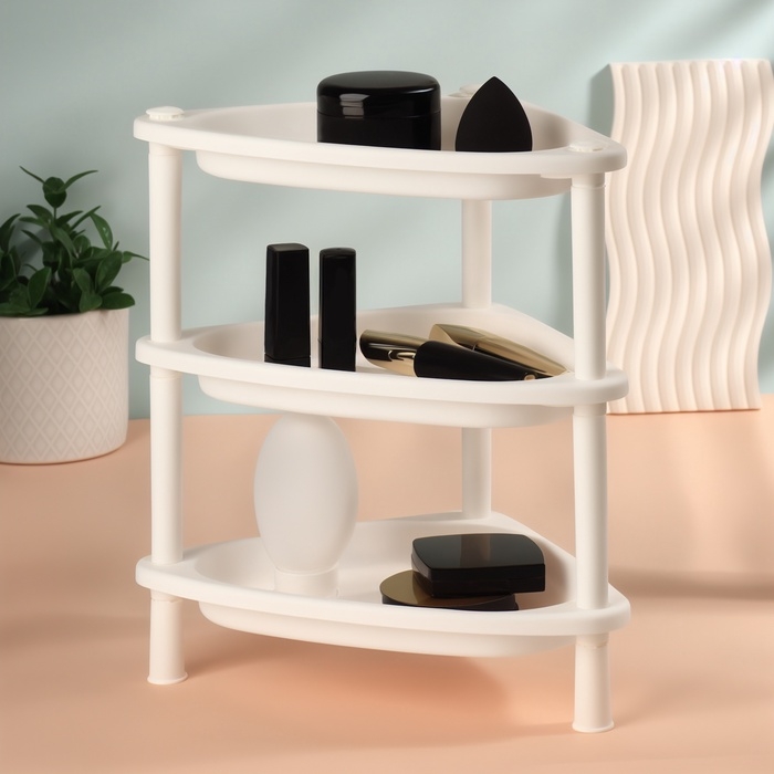 Органайзер для хранения косметики, угловой, 3 секции, 28&times;19.5&times;29 см, белый