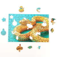 Пазлы фигурные деревянные &laquo;Золотая змея&raquo;, 137 элементов, символ года 2025