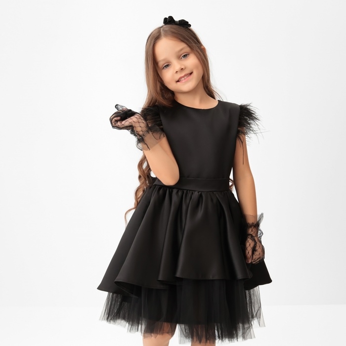 Платье нарядное детское KAFTAN, р.34 (122-128 см), черный Платье нарядное детское KAFTAN, р.34 (122-128 см), черный