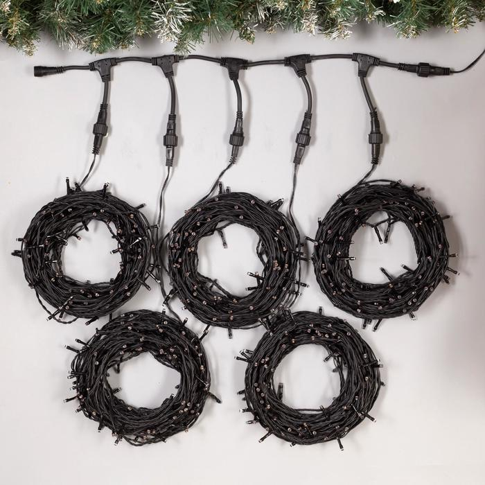 Гирлянда &laquo;Клип-лайт&raquo; 5 нитей по 20 м, IP44, УМС, тёмная нить, 665 LED, свечение красное, 24 В