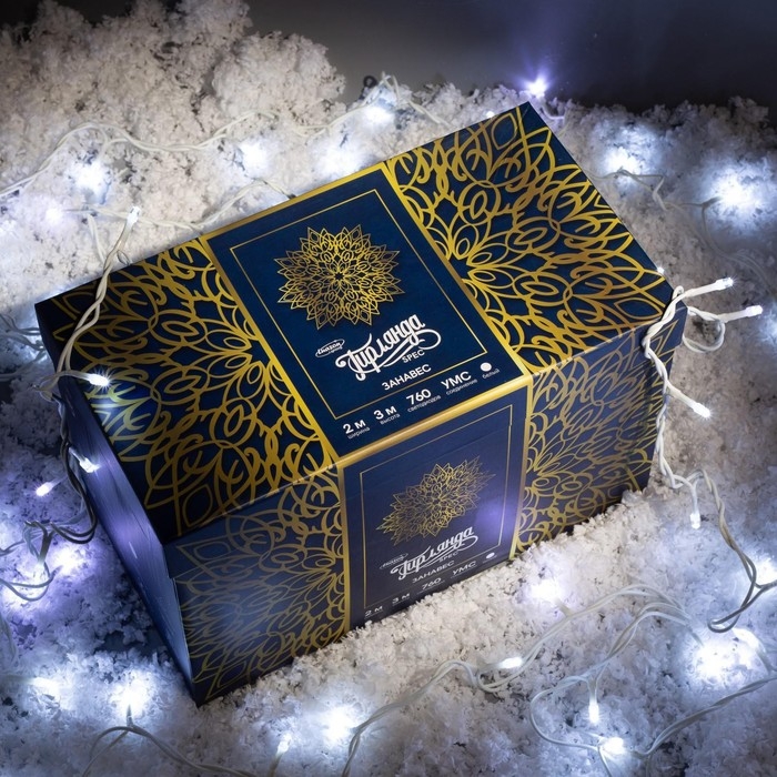 Гирлянда &laquo;Занавес&raquo; 2 &times; 3 м, IP44, УМС, белая нить, 760 LED, свечение белое, мерцание, 220 В