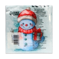 Новогодние салфетки бумажные Мой выбор &laquo;Снеговичок&raquo; 1 слой, 24х24 см, 100 шт