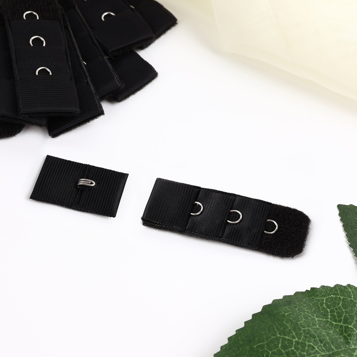 Застёжка для бюстгальтера, 3 ряда 1 крючок, 2 &times; 2,8 см, 2 &times; 5 см, 10 шт, цвет чёрный