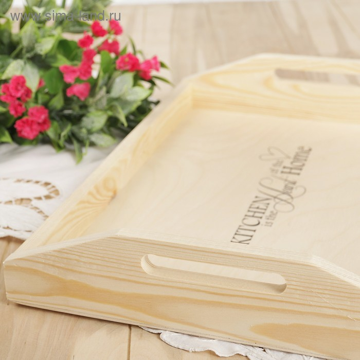 Поднос деревянный с декором, 40&times;30&times;7,5 см, сосна
