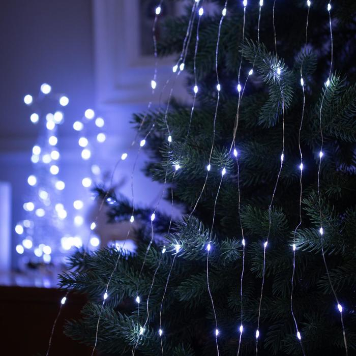 Гирлянда &laquo;Конский хвост&raquo; 10 нитей по 1.5 м, IP20, серебристая нить, 150 LED, свечение белое, 12 В