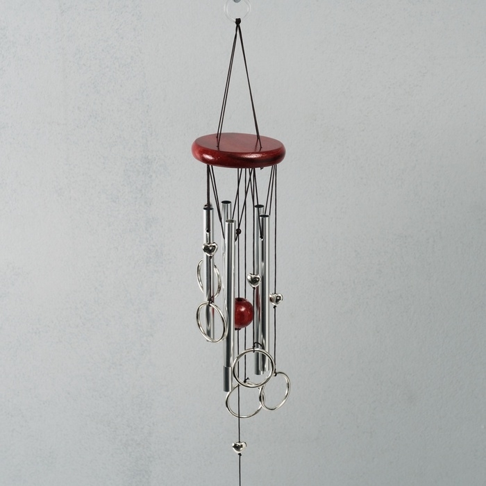 Музыка ветра металл Музыка ветра металл "Кольца с сердечками" 5 трубок 68 см