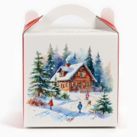 Коробка кондитерская с окном, сундук, &laquo;Тепла и уюта&raquo;, 20 х 20 х 20 см, Новый год