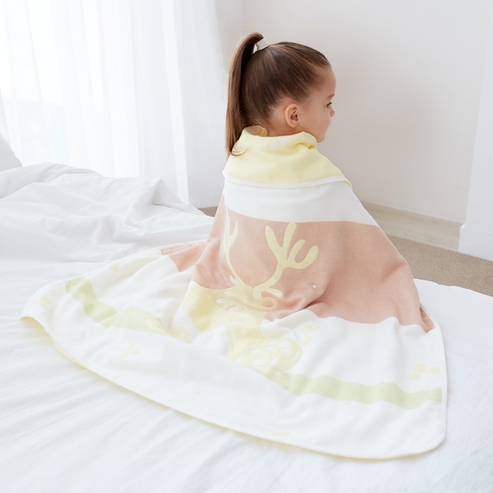 Полотенце детское Крошка Я &laquo;Оленёнок&raquo; 95х100&plusmn;5 см, цвет жёлтый, 100% хлопок, 280 г/м2