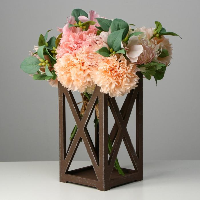 Кашпо деревянное 14&times;14&times;26 см "Фонарь Хай-тек Прованс", коричневый