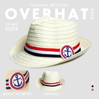 Панама соломенная детская для мальчика «Якорь», р-р 52-54 Панама соломенная детская для мальчика «Якорь», р-р 52-54