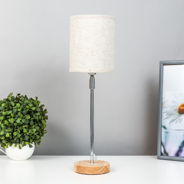 Лампа настольная 16012/1 E14 40Вт дерево-хром 12,5х12,5х42 см Лампа настольная 16012/1 E14 40Вт дерево-хром 12,5х12,5х42 см