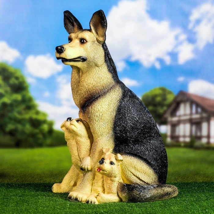 Садовая фигура Садовая фигура "Овчарка с щенками большая" 45х37х71см