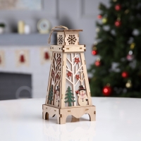 Светодиодная фигура &laquo;Снеговик в лесу&raquo; 11 &times; 23 &times; 11 см, дерево, батарейки LR1130х3 (в комплекте), свечение тёплое белое
