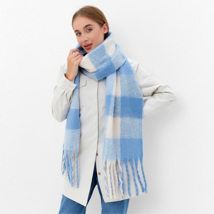 Шарф зимний объемный с кистями MINAKU клетка 210*38+18 см Шарф зимний объемный с кистями MINAKU клетка 210*38+18 см