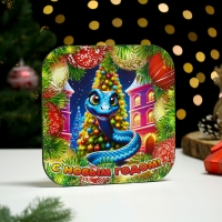 Подставка под горячее "Символ года.Змея голубая" 19х19 см