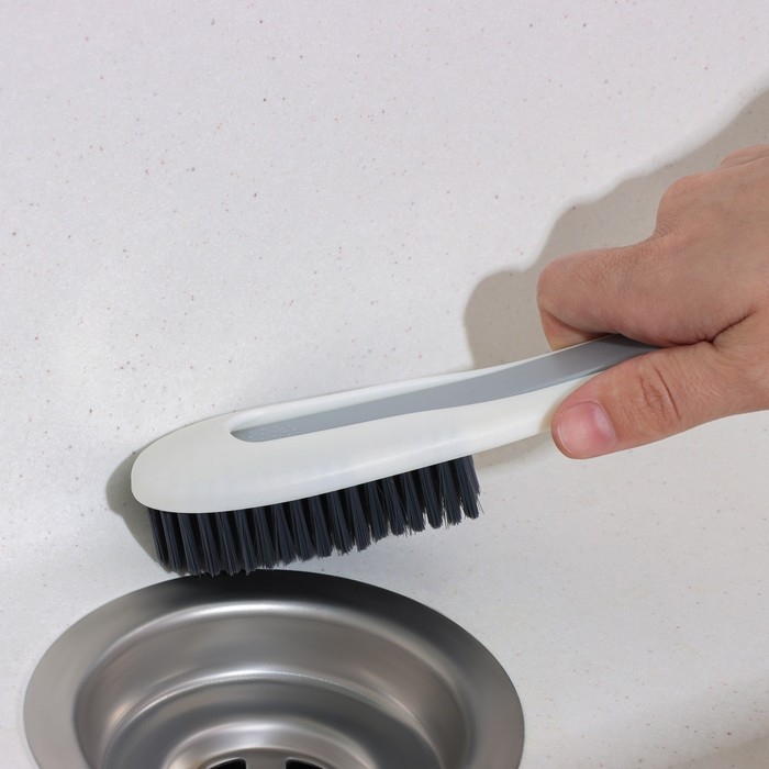 Щетка с ручкой Доляна, с дополнительной щёткой для узких мест, 19,6&times;5&times;3 см, щетина 1,6 см