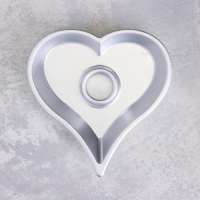 Подсвечник "Сердце" из гипса,14х2,5см,серебро Подсвечник "Сердце" из гипса,14х2,5см,серебро