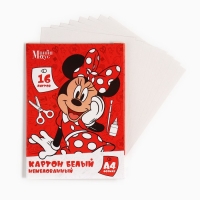 Картон белый, А4, 16 листов, немелованный, односторонний, в папке, 220, г/м², Минни Маус Картон белый, А4, 16 листов, немелованный, односторонний, в папке, 220, г/м², Минни Маус