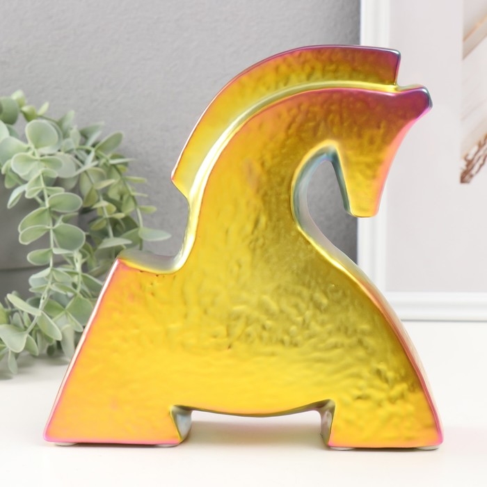 Сувенир керамика Сувенир керамика "Склонившийся конь" зеленый хамелеон 5х20,5х20,5 см