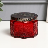 Банка для свечей стекло с крышкой "Цветочная" красная, многогранник 5х7х7 см, МИКС Банка для свечей стекло с крышкой "Цветочная" красная, многогранник 5х7х7 см, МИКС