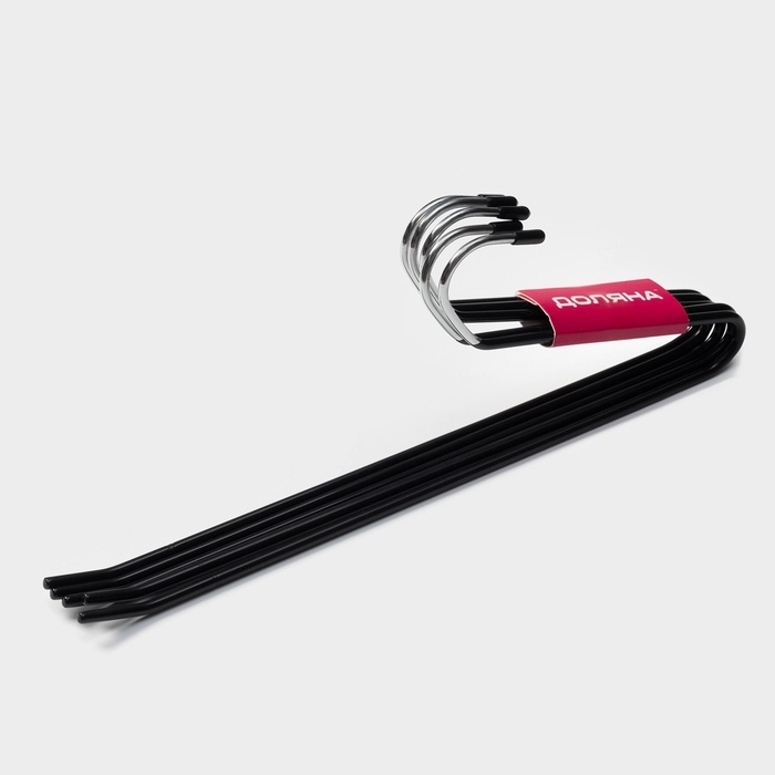 Плечики - вешалки для брюк и юбок антискользящие, одноуровневые, 14,5×35 см, 5 шт, цвет чёрный Плечики - вешалки для брюк и юбок антискользящие, одноуровневые, 14,5×35 см, 5 шт, цвет чёрный