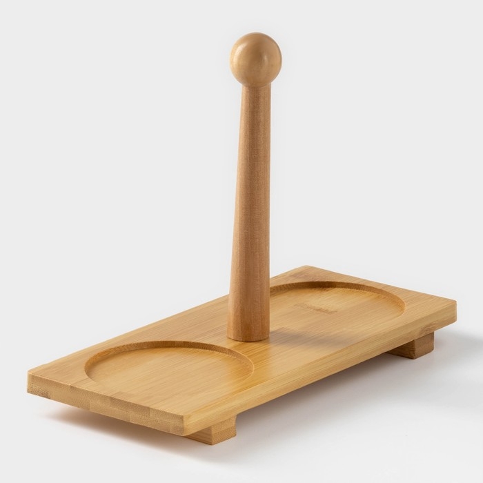 Банки для хранения сыпучих продуктов на деревянной подставке BellaTenero, 4 предмета: 2 банки 250 мл, 9,5&times;15 см, 2 ложки, керамические, цвет белый