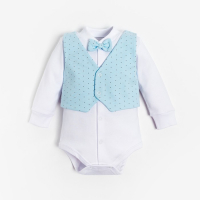 Боди Крошка Я "Костюм", белый/голубой, МИКС, рост 86-92 см