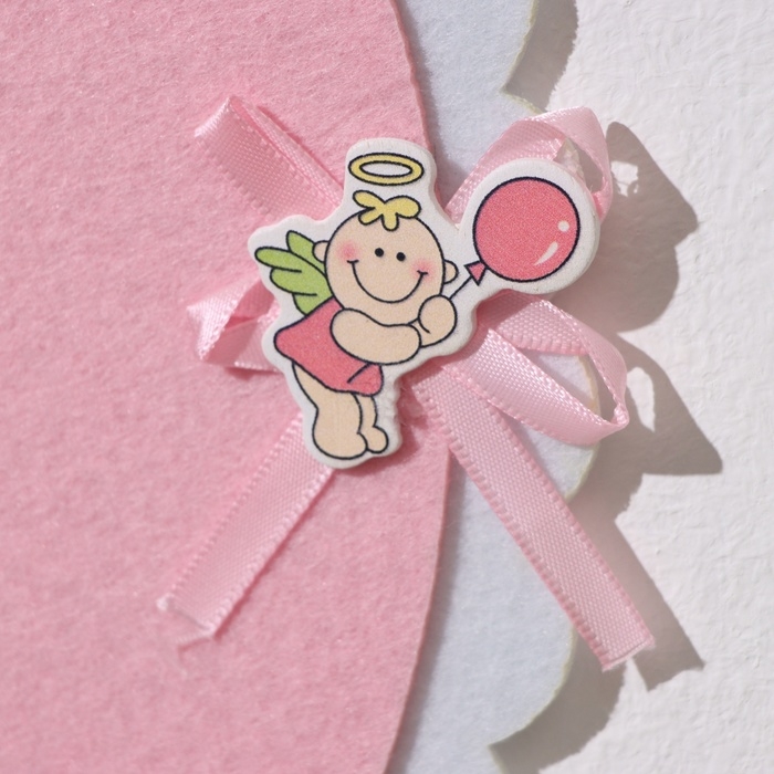 Декоративное украшение (подвеска) Декоративное украшение (подвеска) "Аист с девочкой" 27х27х46 см, розовый