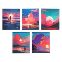 Тетрадь 48 листов в клетку, ErichKrause "Бирюзовые миры", обложка мелованный картон, матовая ламинация, блок офсет 100% белизна, МИКС