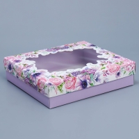 Коробка подарочная, упаковка, &laquo;Цветы&raquo; , 23.5 х 20.5 х 5.5 см