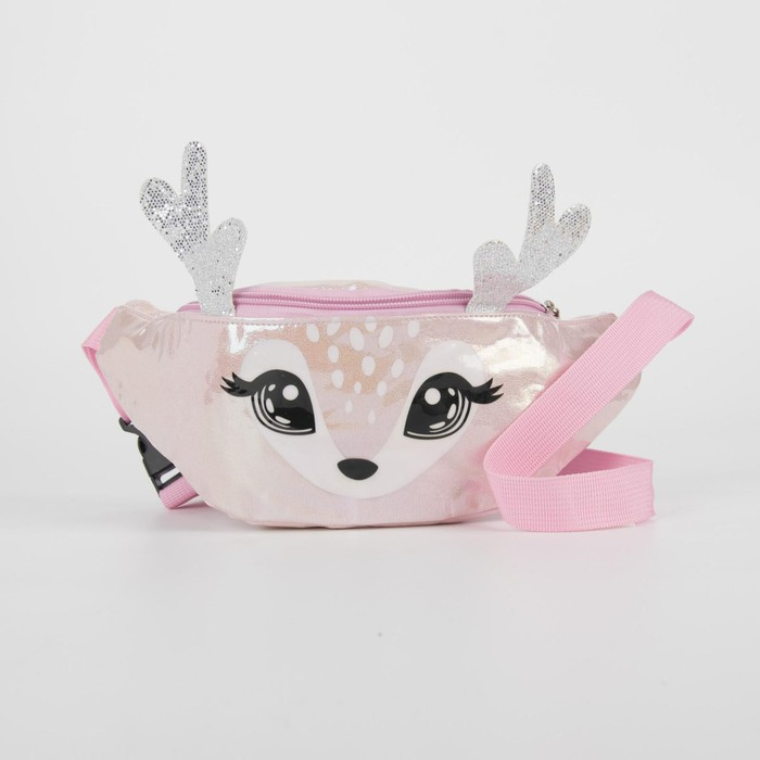 Сумка детская для девочки поясная Сумка детская для девочки поясная "Оленёнок", на молнии, цвет розовый