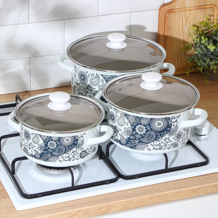 Набор кастрюль &laquo;День и ночь&raquo;, 3 предмета: 2,3 л, 3 л, 4 л, крышки, индукция