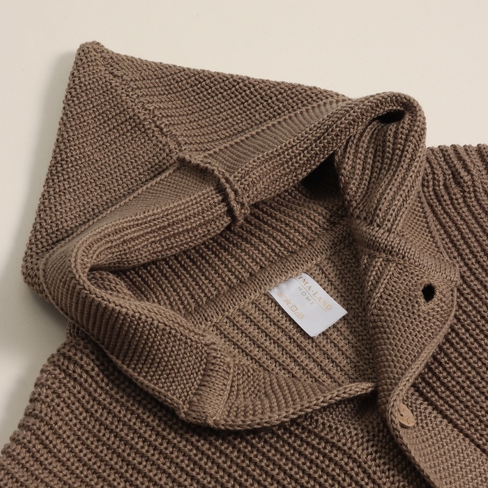 Кардиган вязаный с капюшоном SL Home, р.86-92 см, кофейный Кардиган вязаный с капюшоном SL Home, р.86-92 см, кофейный