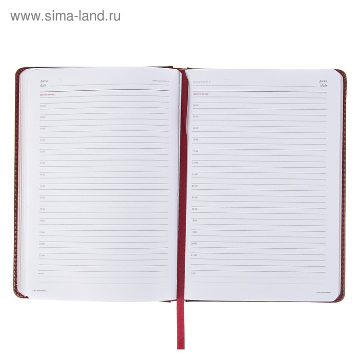 Ежедневник недатированный А5+, 136 листов Sidney Nebraska, твёрдая обложка, искусственная кожа, золотой срез, бордовый