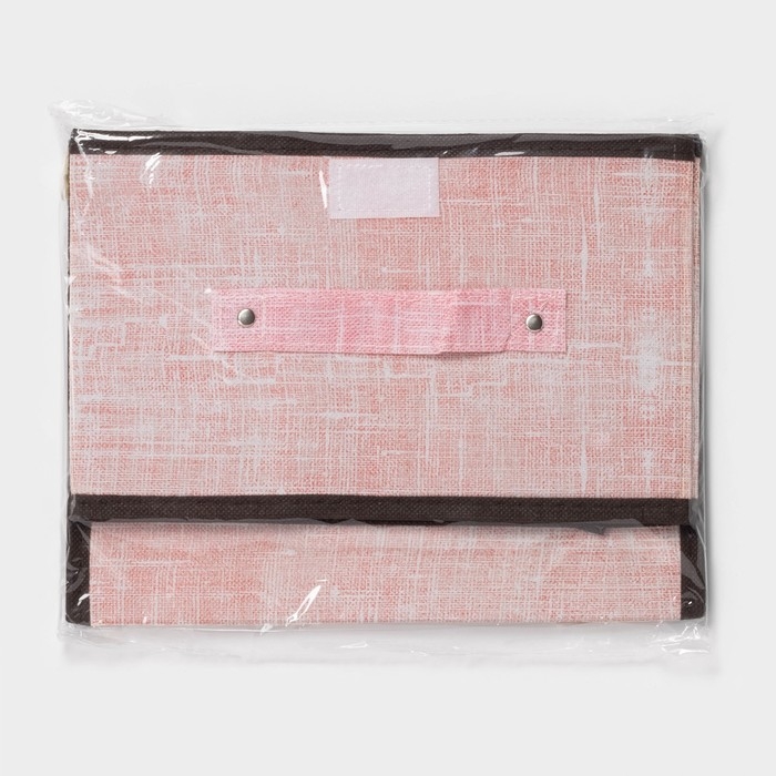 Короб стеллажный для хранения с крышкой &laquo;Ронда&raquo;, 26&times;20,5&times;16 см, цвет розовый