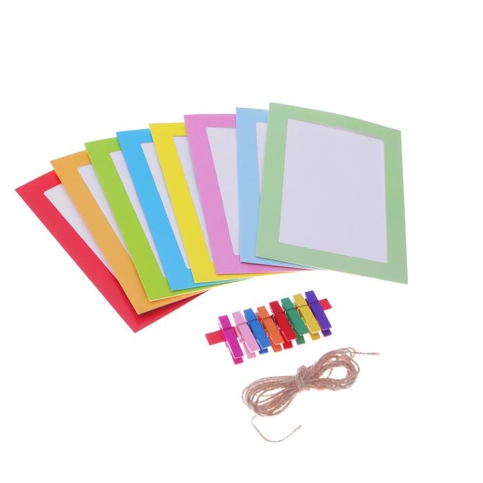 Набор фоторамок на прищепках Набор фоторамок на прищепках "Путешествие", верёвка, прищепки, фоторамки 8 шт., фото: 8 × 13 см