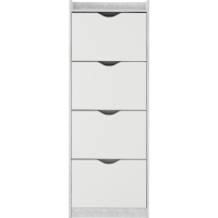 Обувница 64Б, 600х250х1620, Белое сияние/Цемент светлый