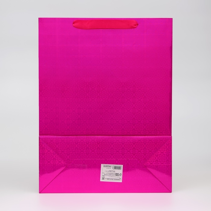 Пакет подарочный, фольгированный, упаковка, с окном, "Розовый", L 40 х 30 х 13 см