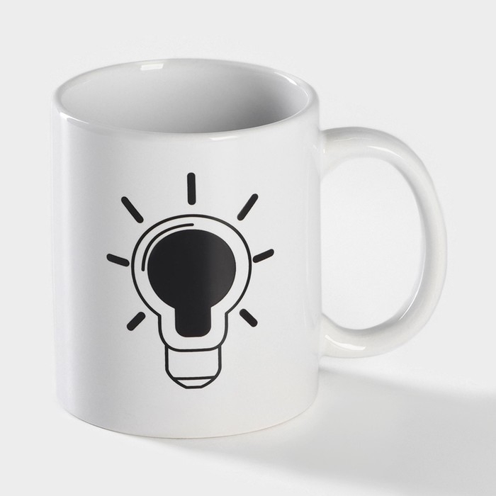 Кружка - хамелеон керамическая Доляна «Лампочка», 350 мл, цвет белый Кружка - хамелеон керамическая Доляна «Лампочка», 350 мл, цвет белый