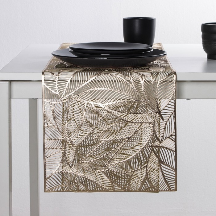 Дорожка на стол Доляна &laquo;Листопад&raquo;, 30&times;150 см, цвет золотой