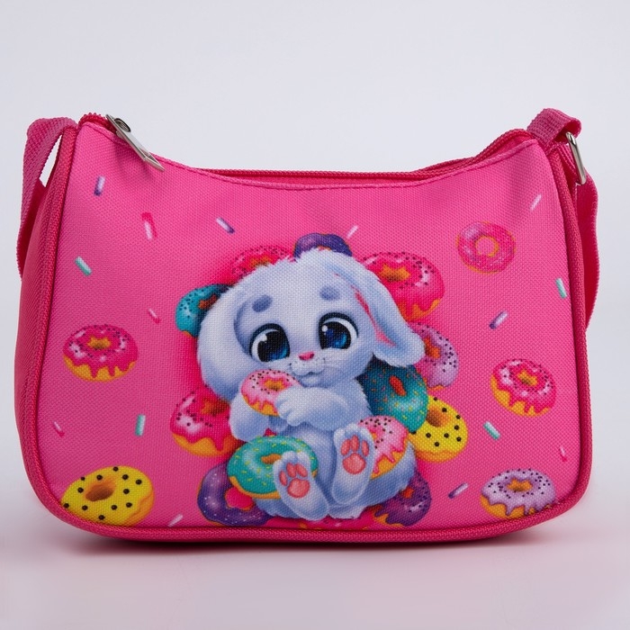 Сумка детская, текстильная, &laquo;Зайка и пончики&raquo; 4 см х 17 см х 13 см