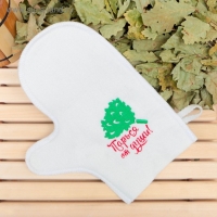 Рукавица для бани с вышивкой "Парься от души", первый сорт Рукавица для бани с вышивкой "Парься от души", первый сорт