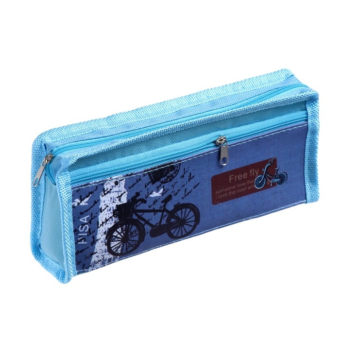 Пенал школьный на молнии 2 отделения Пенал школьный на молнии 2 отделения "Велосипед", МИКС