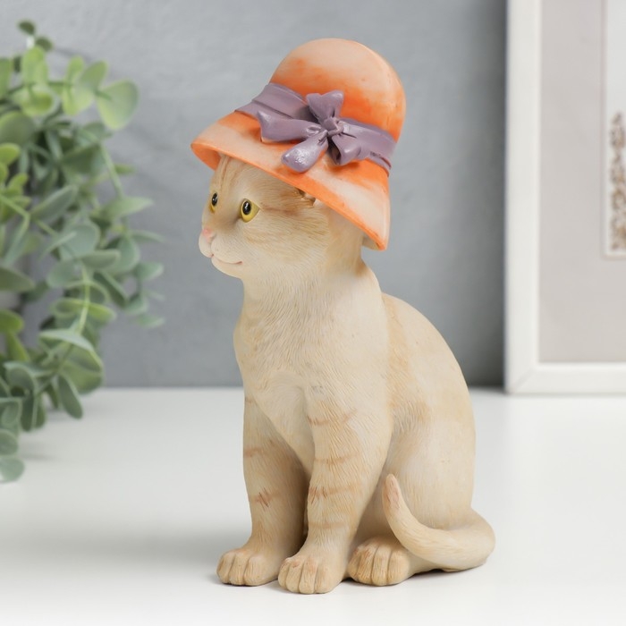 Сувенир полистоун Сувенир полистоун "Кошечка в дамской шляпке" 16,5х7,5х10 см