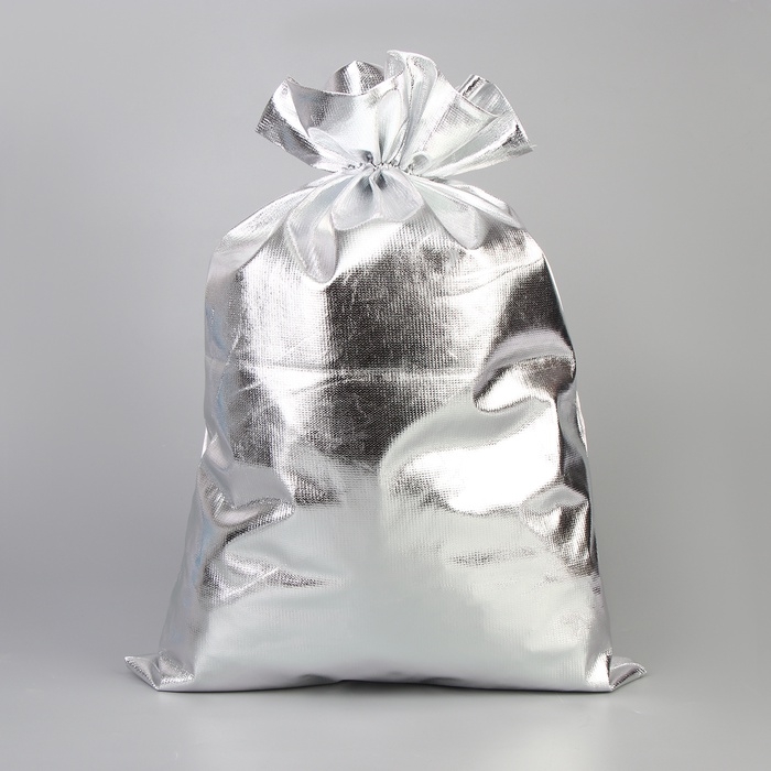 Подарочный мешок Деда Мороза &laquo;Снежинки&raquo;, серебро, 60 х 40см