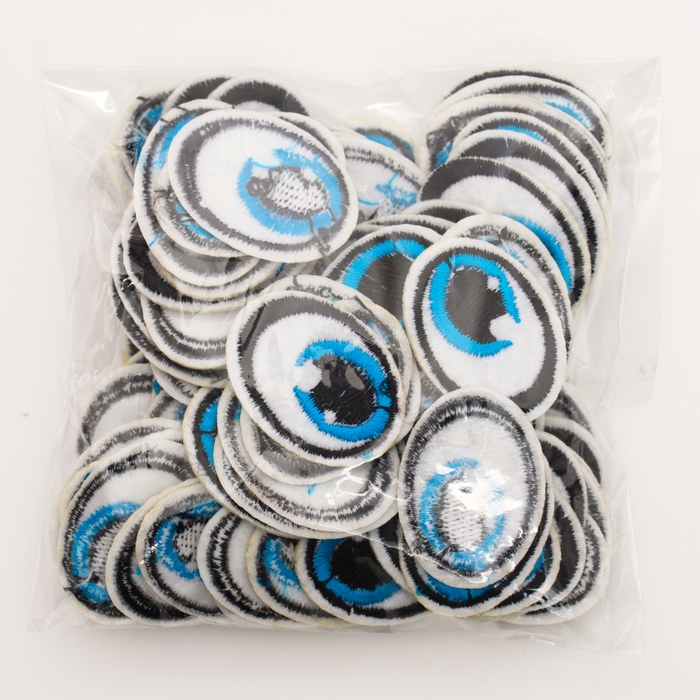 Набор термонаклеек &laquo;Глаза&raquo;: правый и левый, 2,7 &times; 2 см, овальный, цвет голубой, 100 шт.