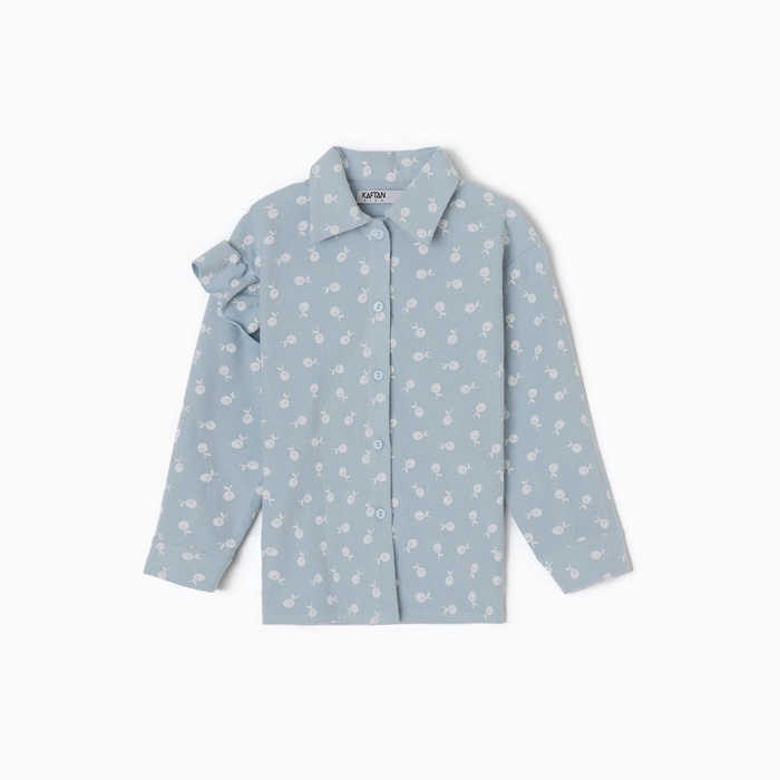 Рубашка детская с воланом KAFTAN р.34 (122-128 см), синий Рубашка детская с воланом KAFTAN р.34 (122-128 см), синий